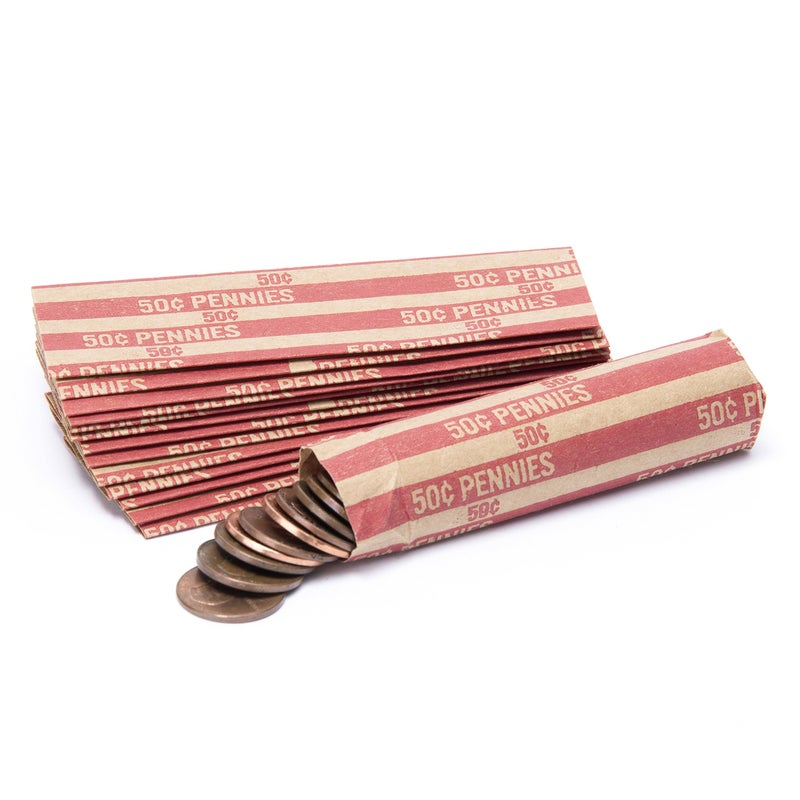 CAROUSELCHECKS Penny Coin Wrappers, 100 Flat Striped Coin Wrappers - Image 1